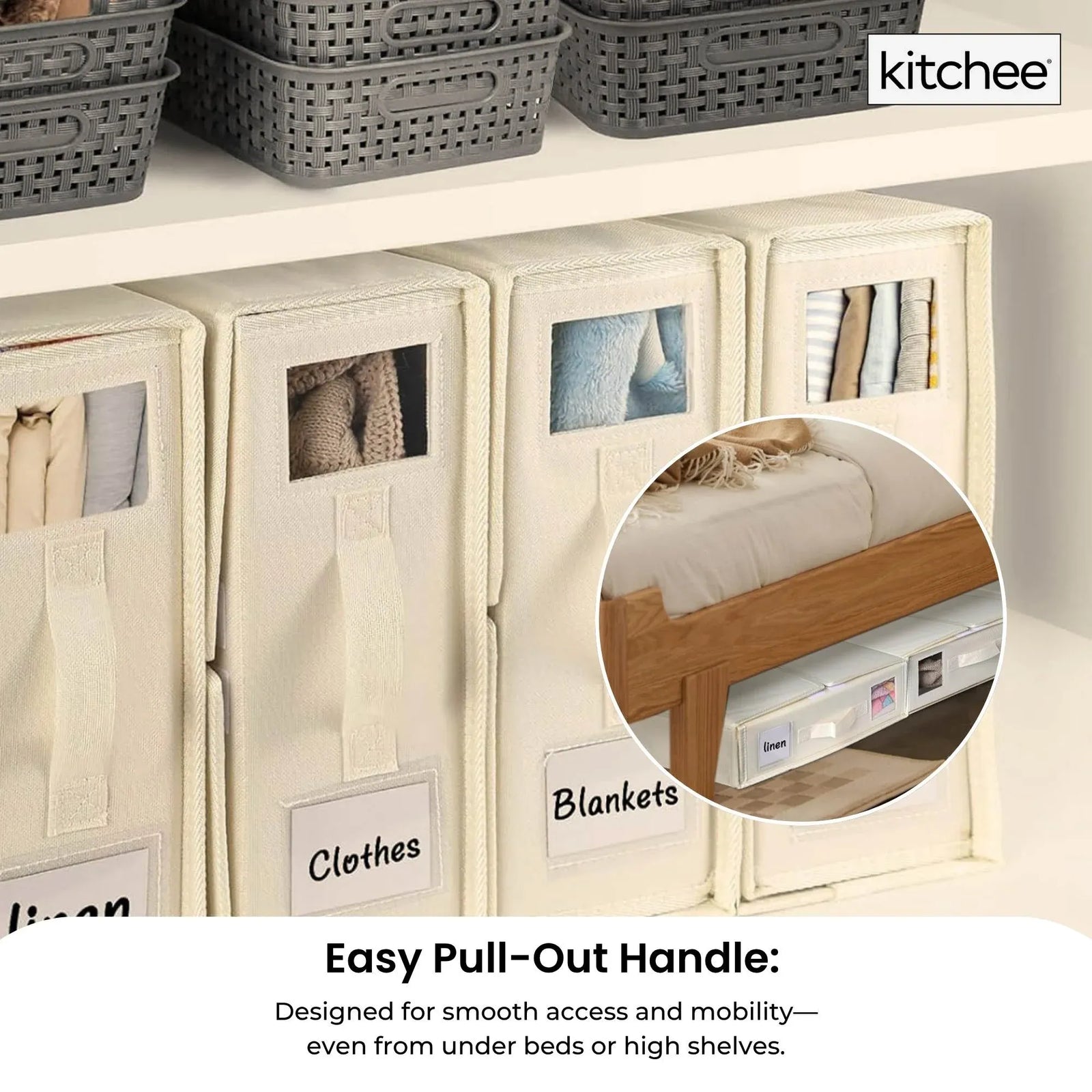 1x  Foldable Bed Sheet Storage Box - Linen and Closet Organiser Beige