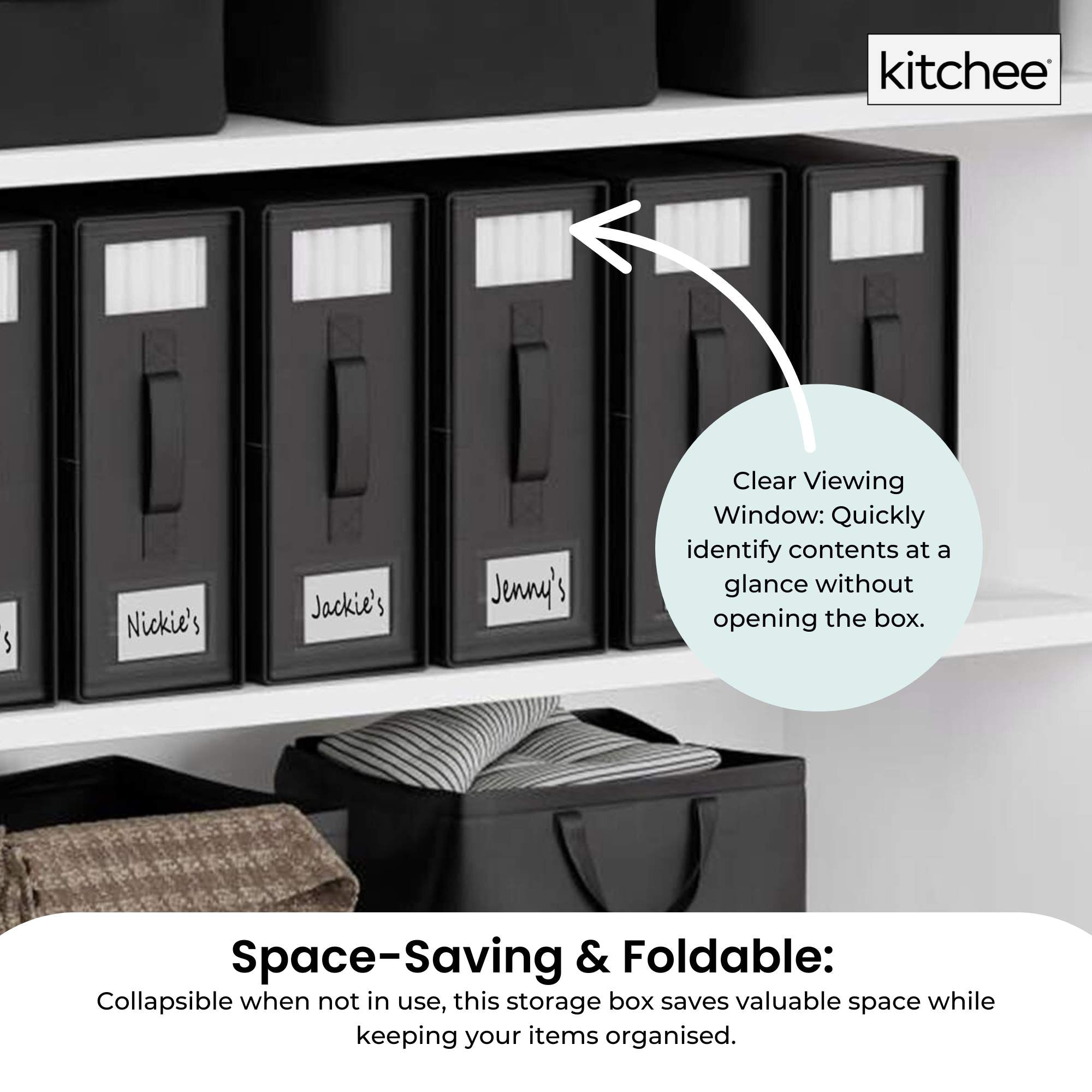 1x Kitchee Foldable Bed Sheet Storage Box - Linen and Closet Organiser Black