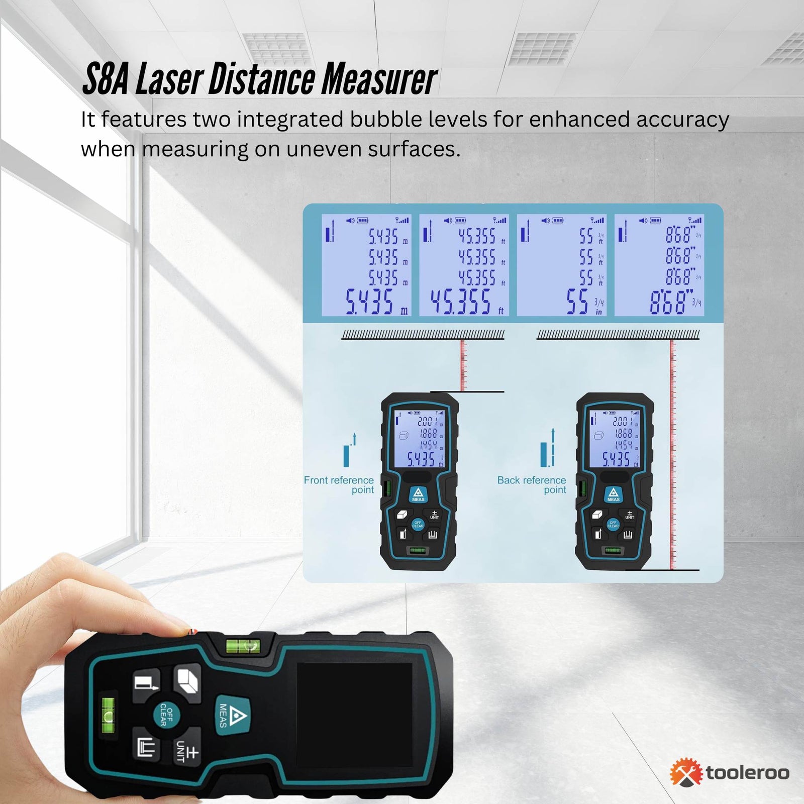 70m Digital Laser Distance Measurer - LCD Area Volume Meter Tool