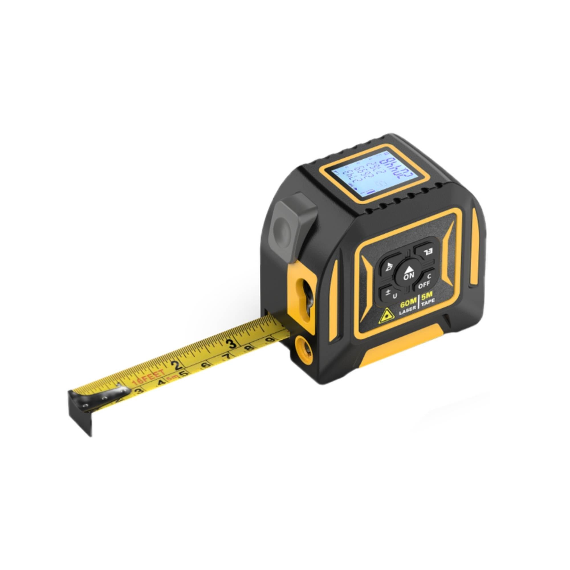 60m Digital Laser Tape Measure + 5m Steel Tape – 3-in-1 Cross Marking