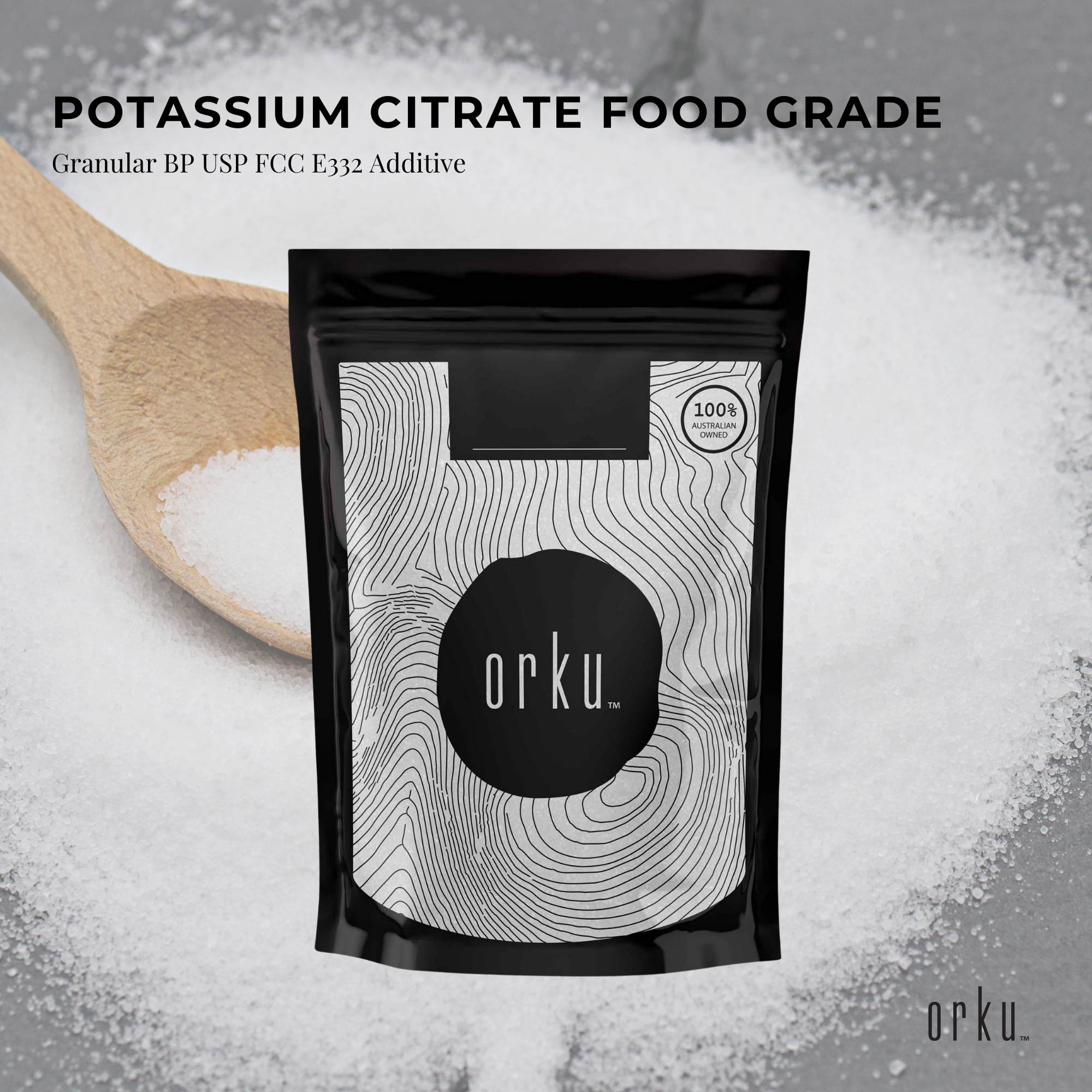 Orku 100g Potassium Citrate Food Grade - Granular BP USP FCC E332 Additive