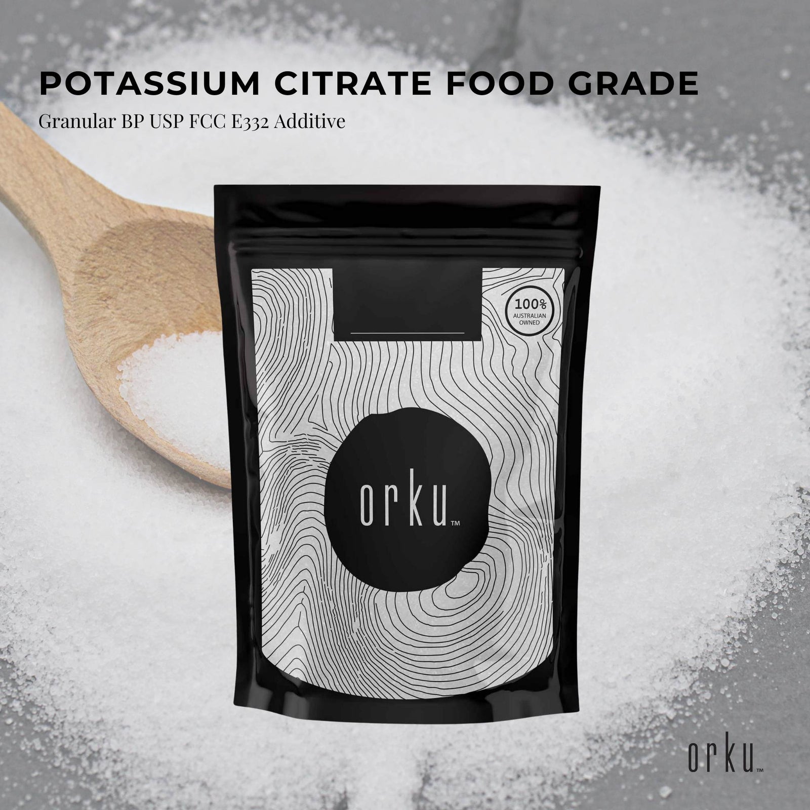 Orku 2Kg Potassium Citrate Food Grade - Granular BP USP FCC E332 Additive