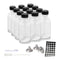 12x 60ml Small Glass Bottles + Lids Funnels Brush Labels Pen