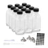 12x 60ml Small Glass Bottles + Lids Funnels Brush Labels Pen