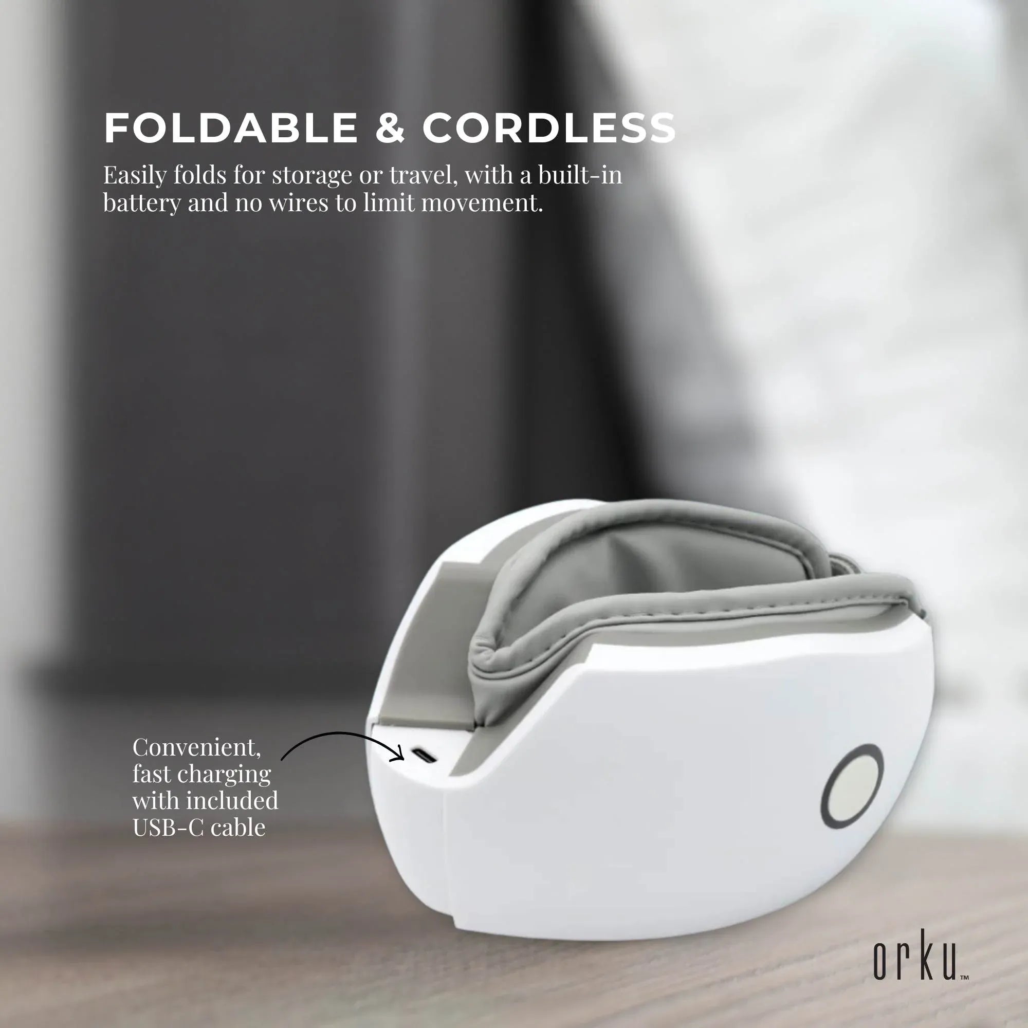 Rechargeable Eye Massager - Heat Compression Vibration Bluetooth White
