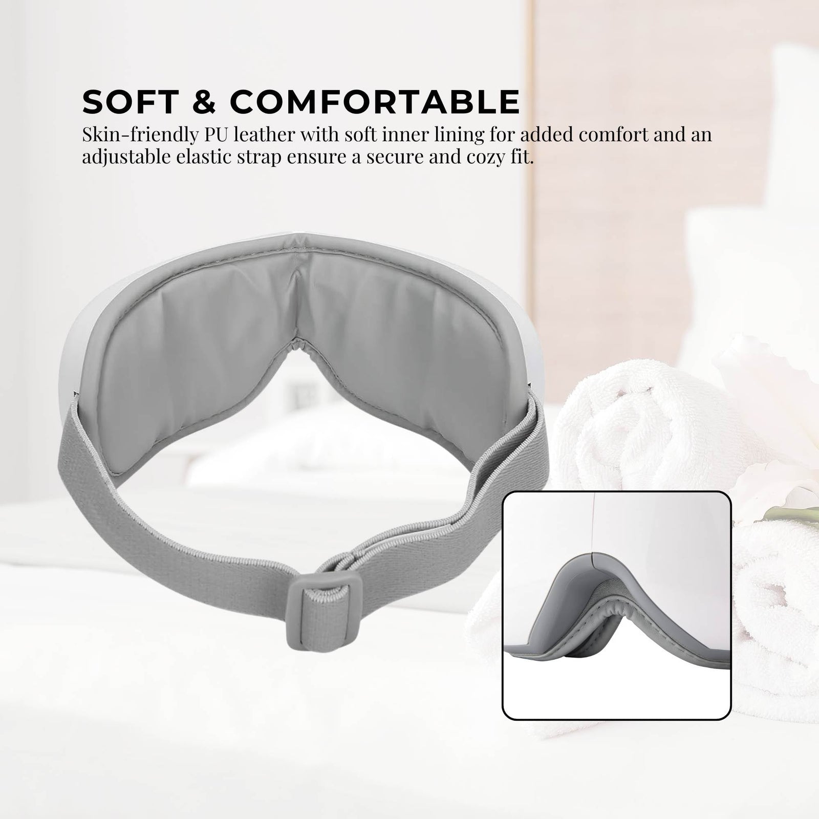Orku Rechargeable Eye Massager – Vibration Heat Pressure Therapy with Bluetooth