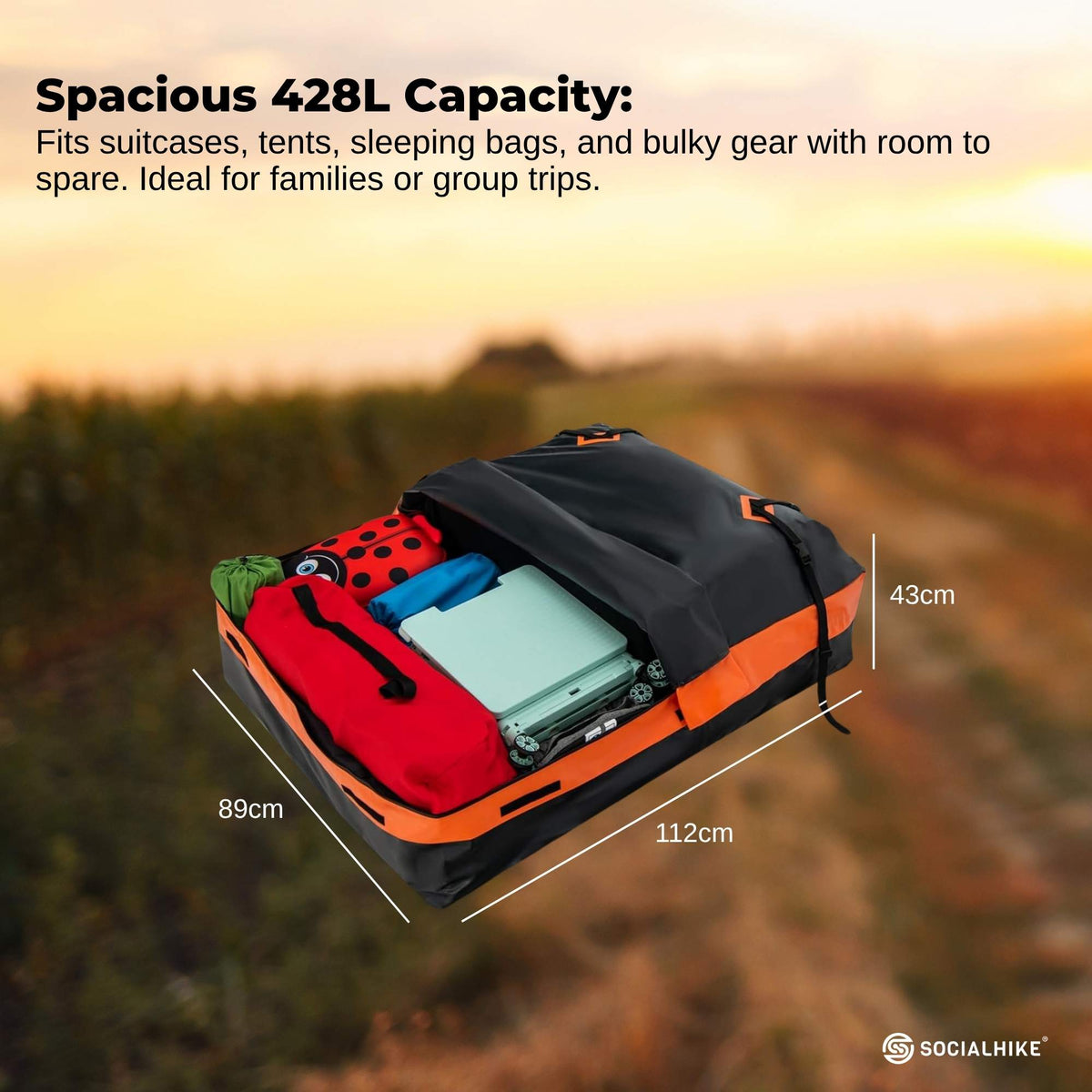 428L Car Rooftop Storage Carrier - Soft-Shell Waterproof Roof Bag