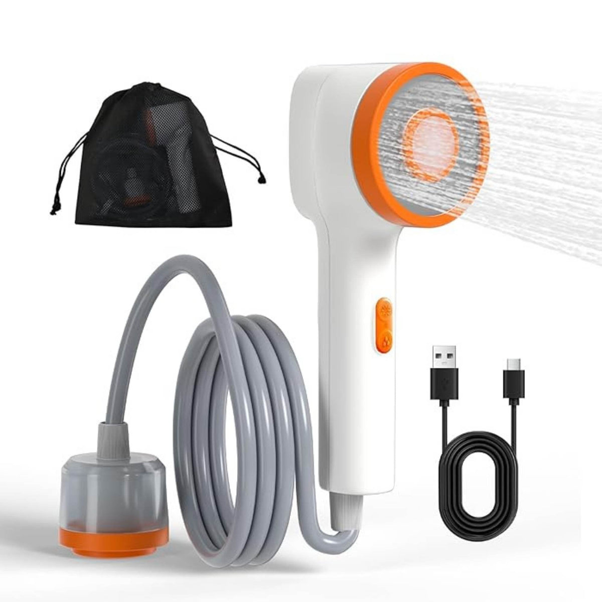Portable Camping Shower Head - Outdoor Rechargeable Pump LED Light