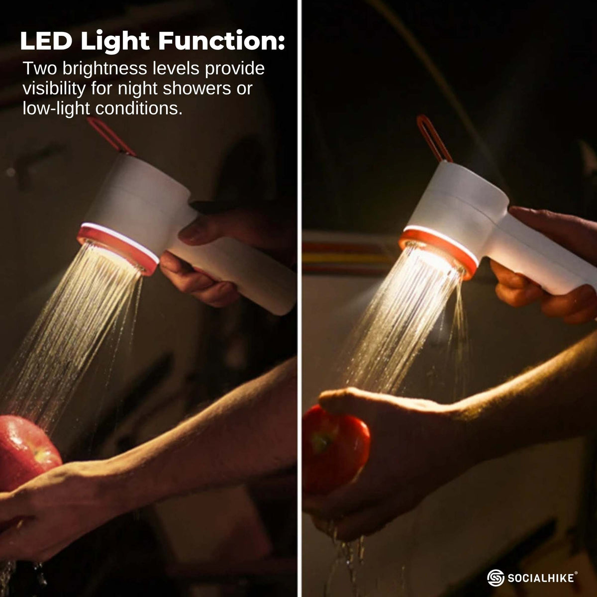 Portable Camping Shower Head - Outdoor Rechargeable Pump LED Light