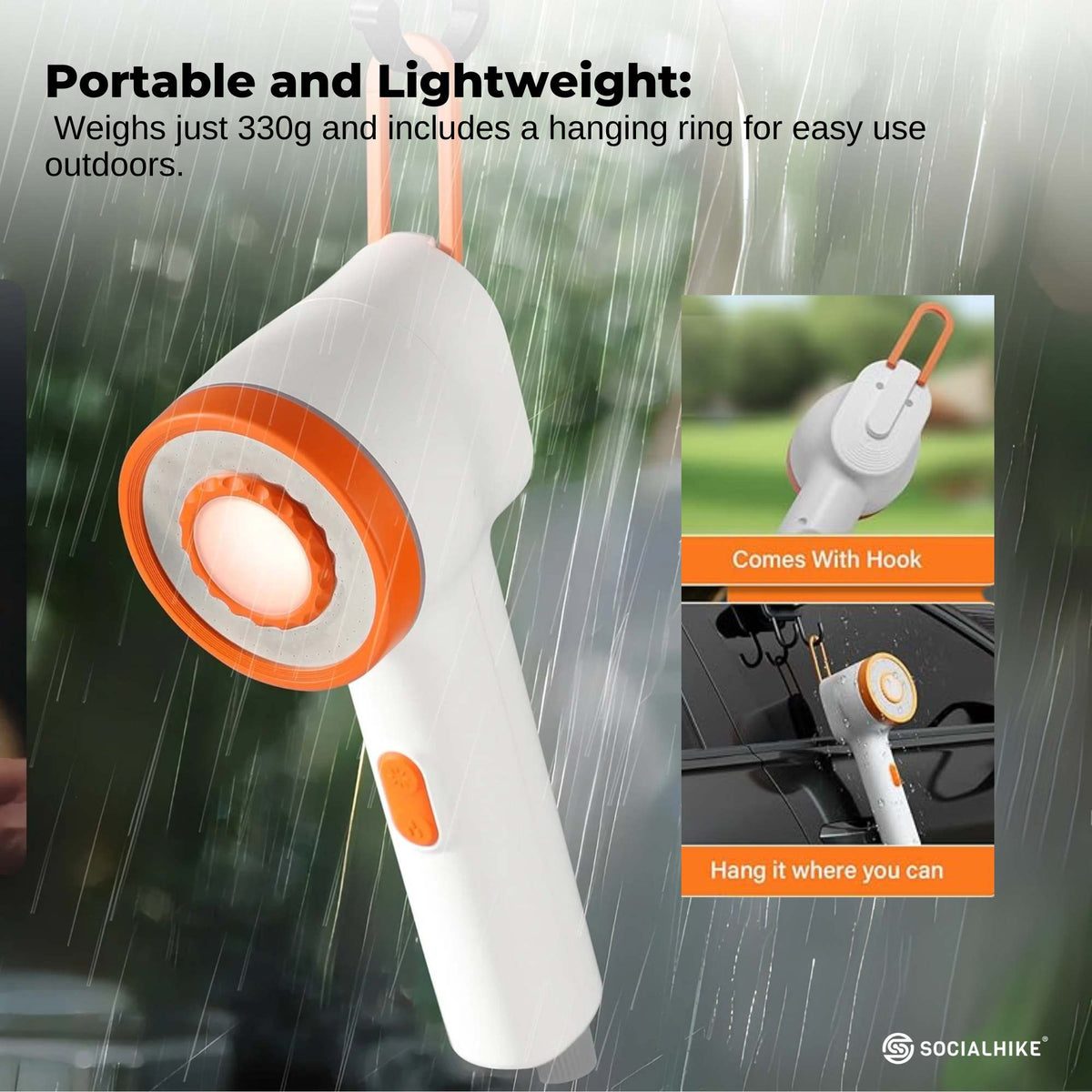 Portable Camping Shower Head - Outdoor Rechargeable Pump LED Light