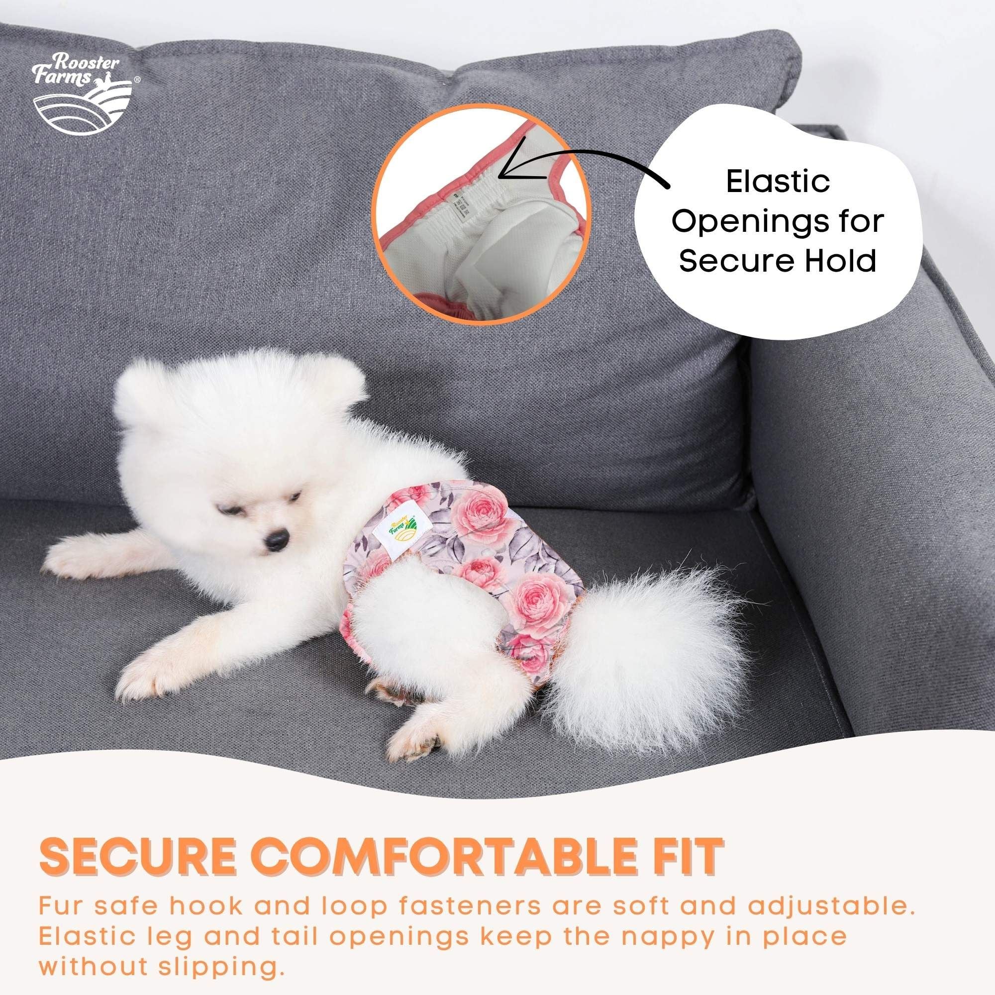 Female Dog Diapers XSmall 3Pk - Washable Reusable Nappy Hook/Loop