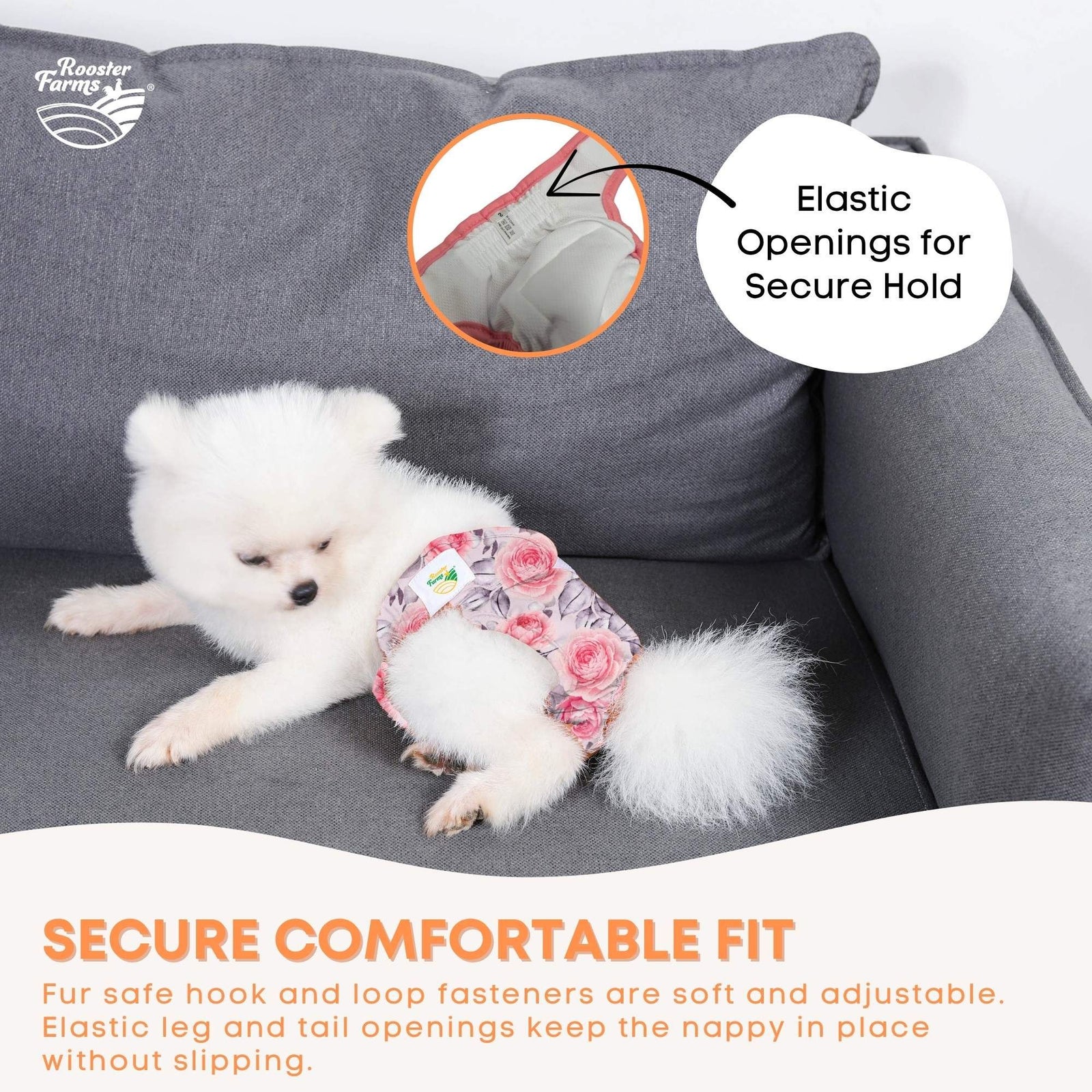 Female Dog Diapers XSmall 3Pk - Washable Reusable Nappy Hook/Loop