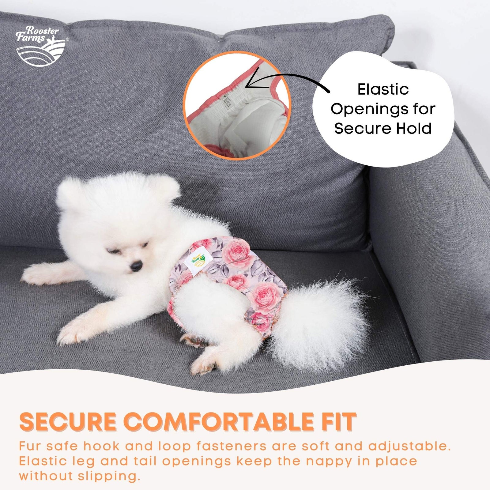 Female Dog Diapers XSmall 3Pk - Washable Reusable Nappy Hook/Loop