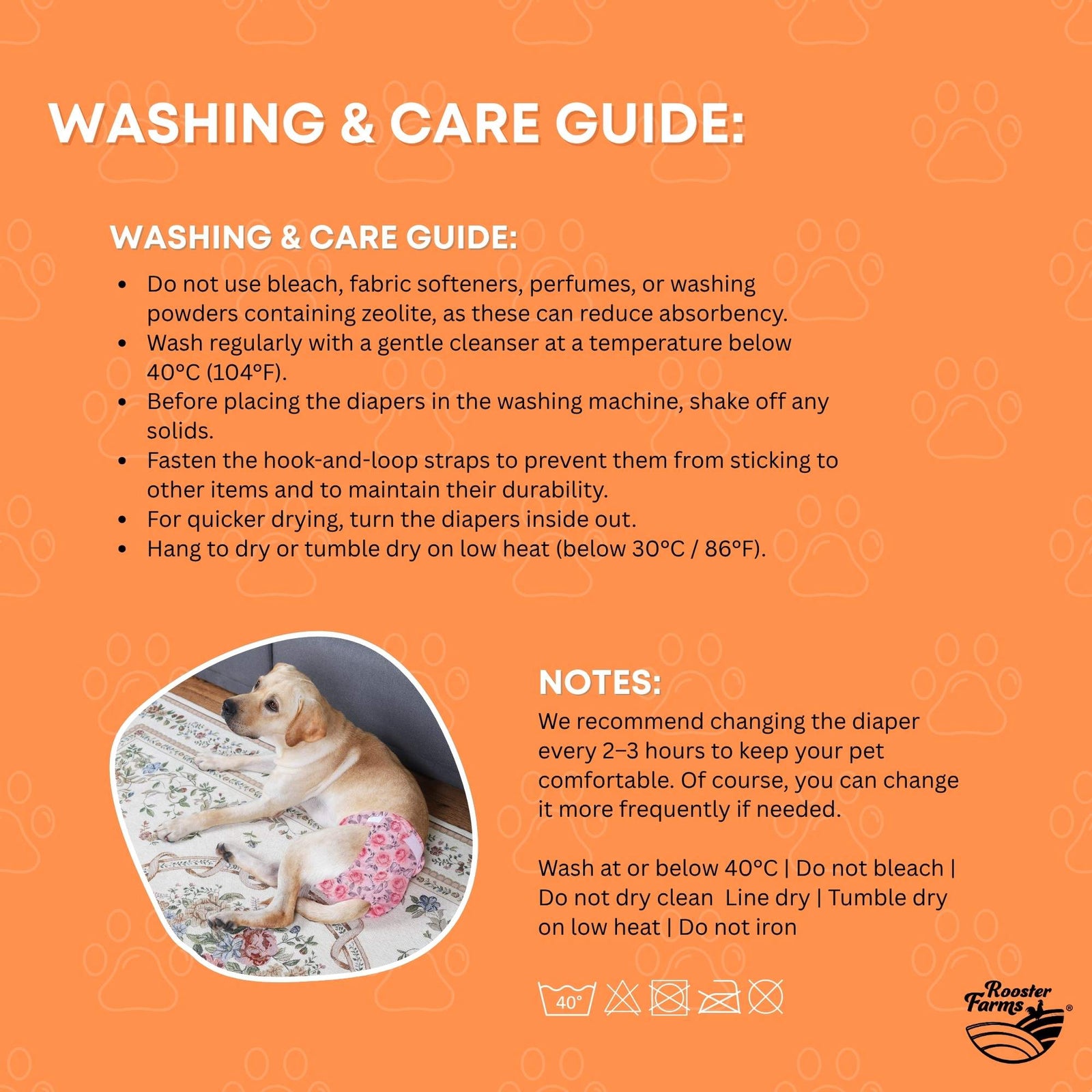 Female Dog Diapers XSmall 3Pk - Washable Reusable Nappy Hook/Loop