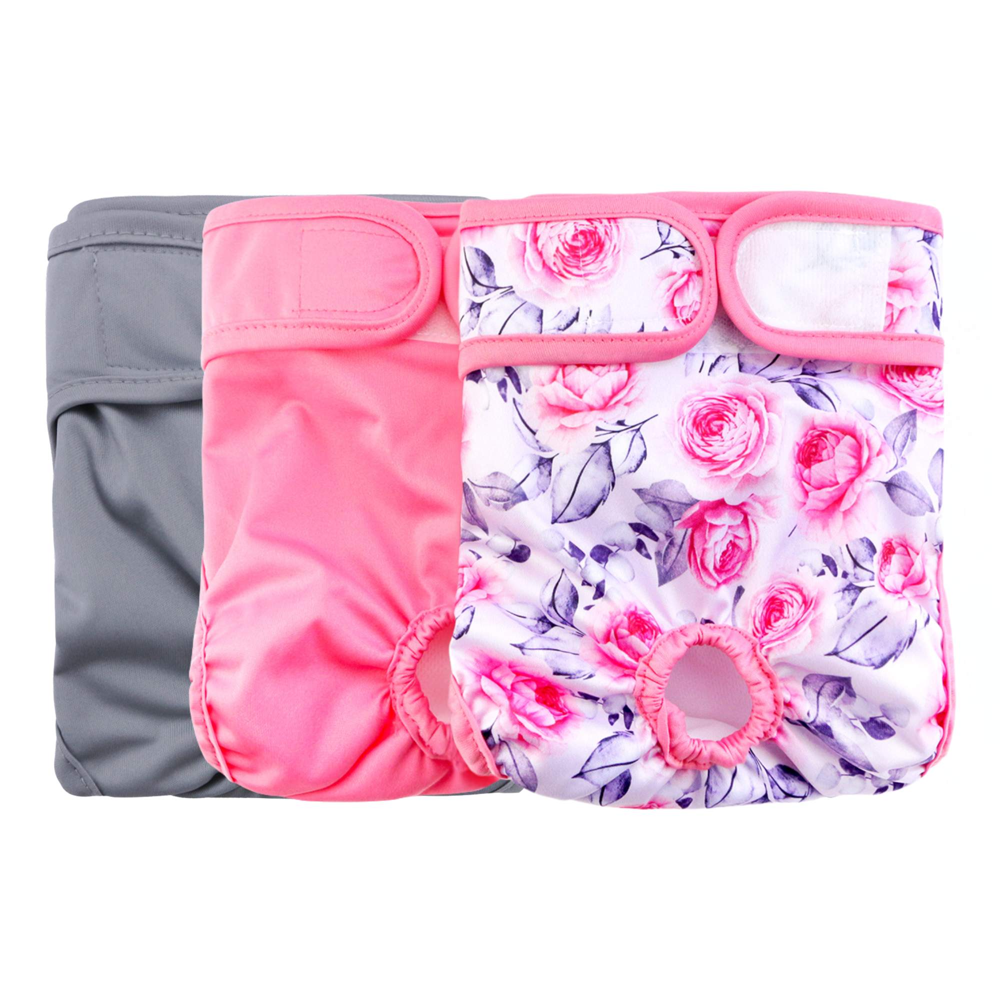 Female Dog Diapers XSmall 3Pk - Washable Reusable Nappy Hook/Loop