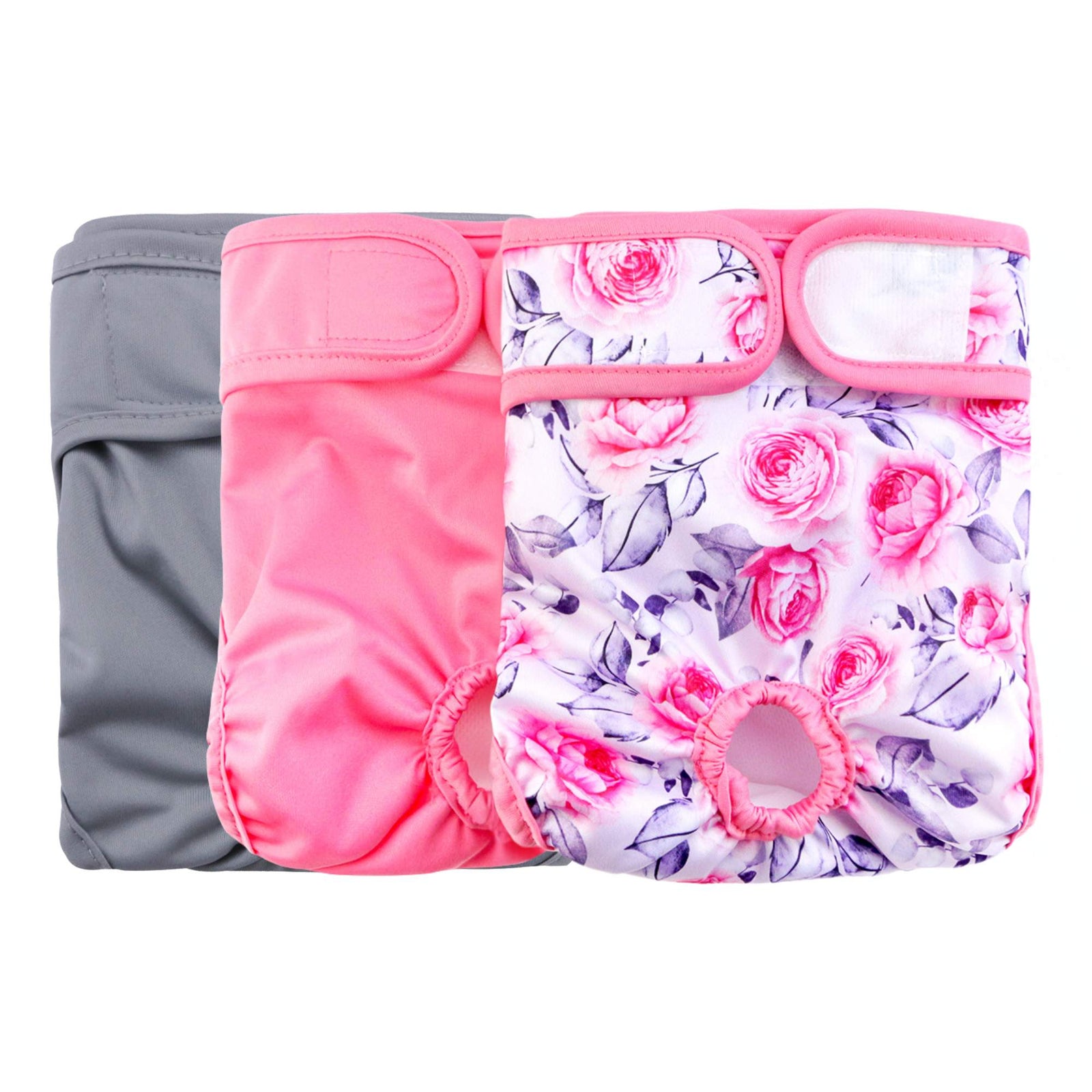 Female Dog Diapers XSmall 3Pk - Washable Reusable Nappy Hook/Loop