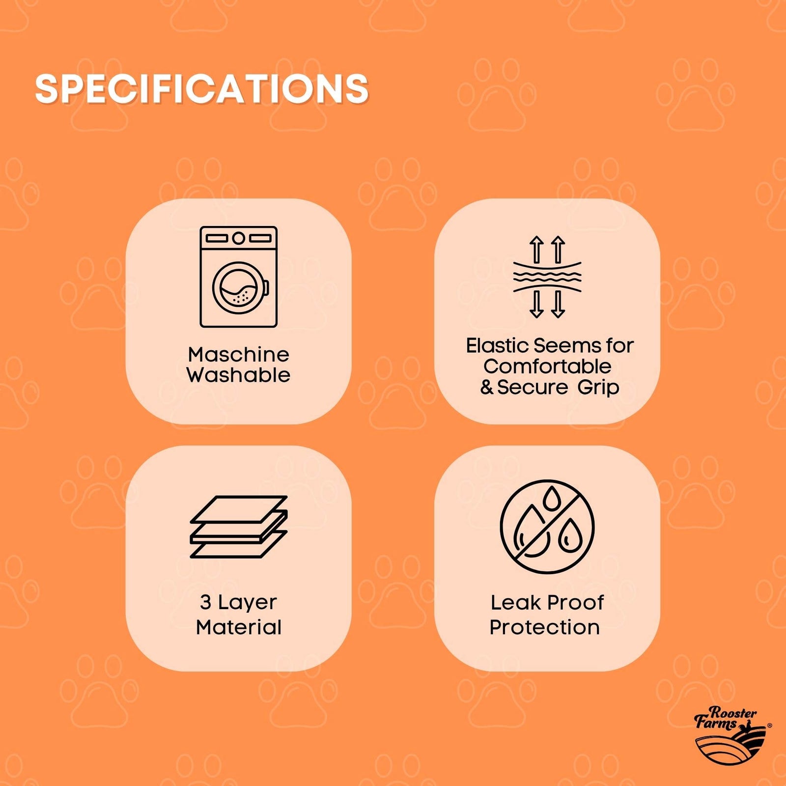 Female Dog Diapers XSmall 3Pk - Washable Reusable Nappy Hook/Loop