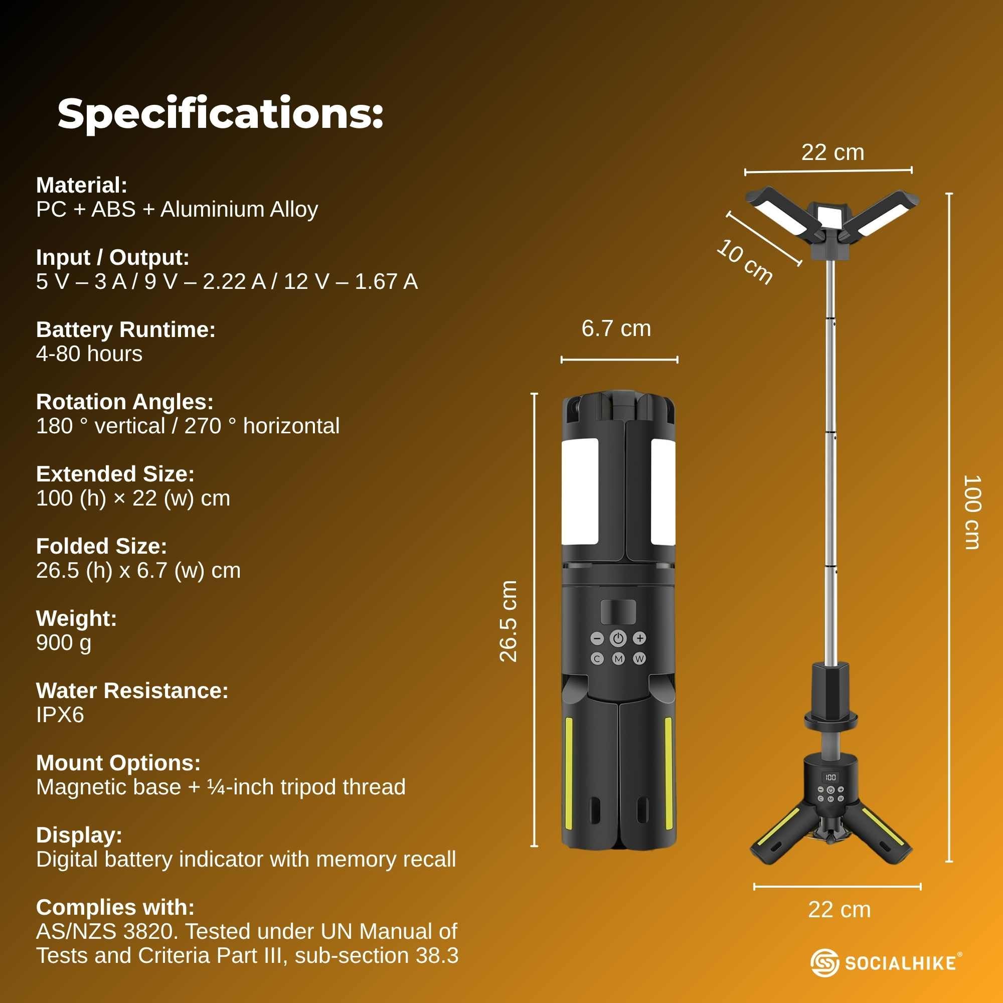 Rechargeable Telescopic Camping Light - Outdoor LED 20W Lantern