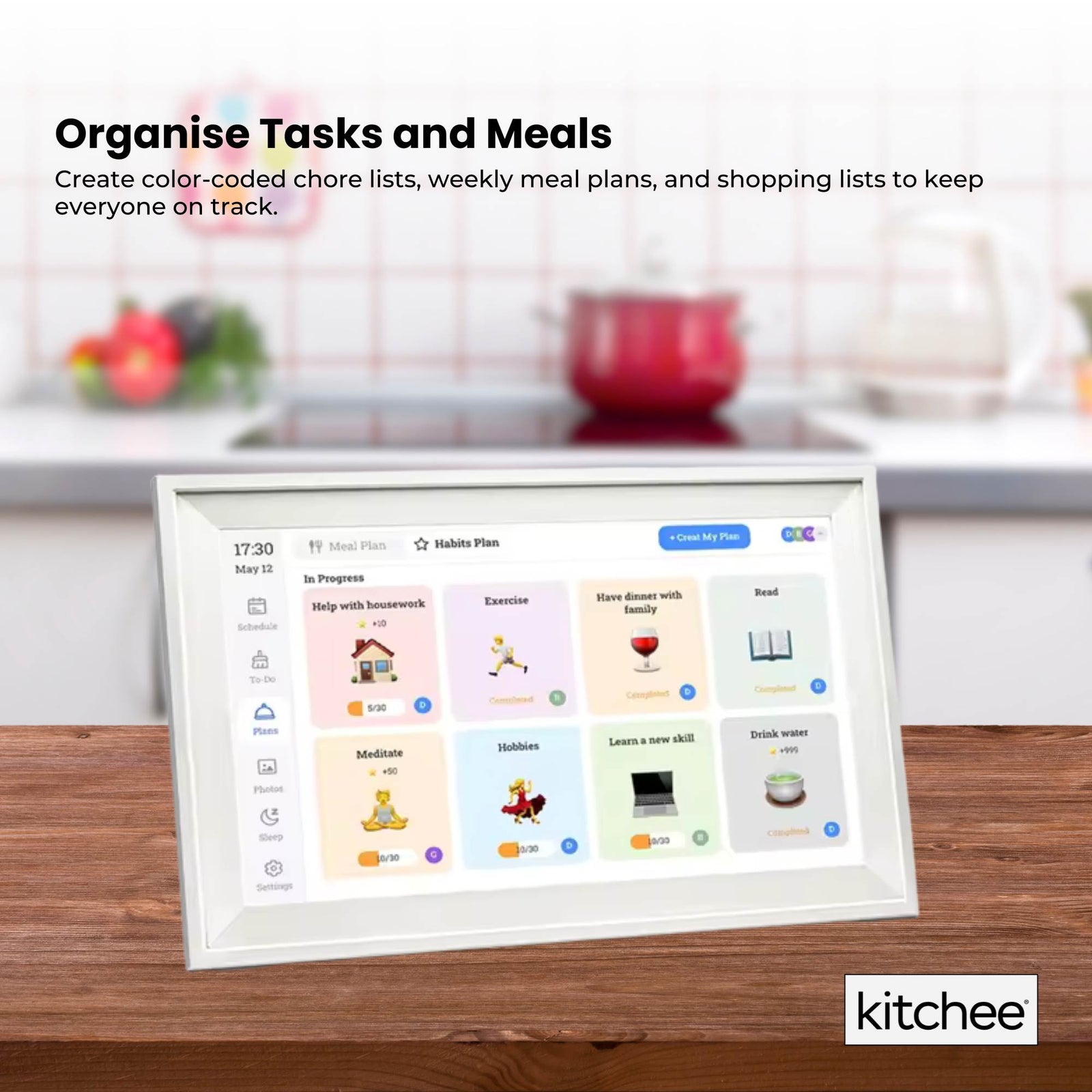 Kitchee Digital Calendar Smart Family Planner - 39.5cm Touchscreen Display White