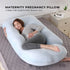 Maternity Pregnancy Pillow - J-Shape Full Length for Side Sleepers Grey