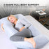 Maternity Pregnancy Pillow - J-Shape Full Length for Side Sleepers Grey