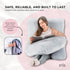 Maternity Pregnancy Pillow - J-Shape Full Length for Side Sleepers Grey