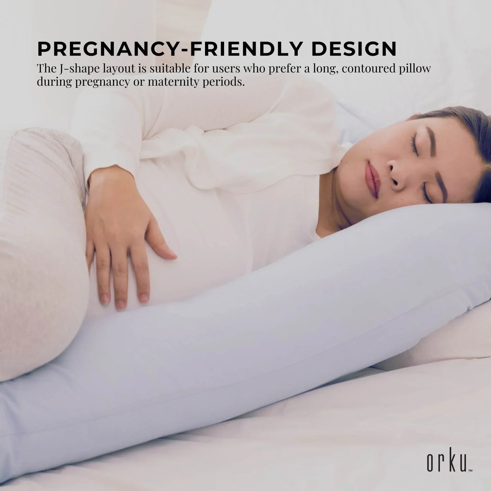 Maternity Pregnancy Pillow - J-Shape Full Length for Side Sleepers Grey