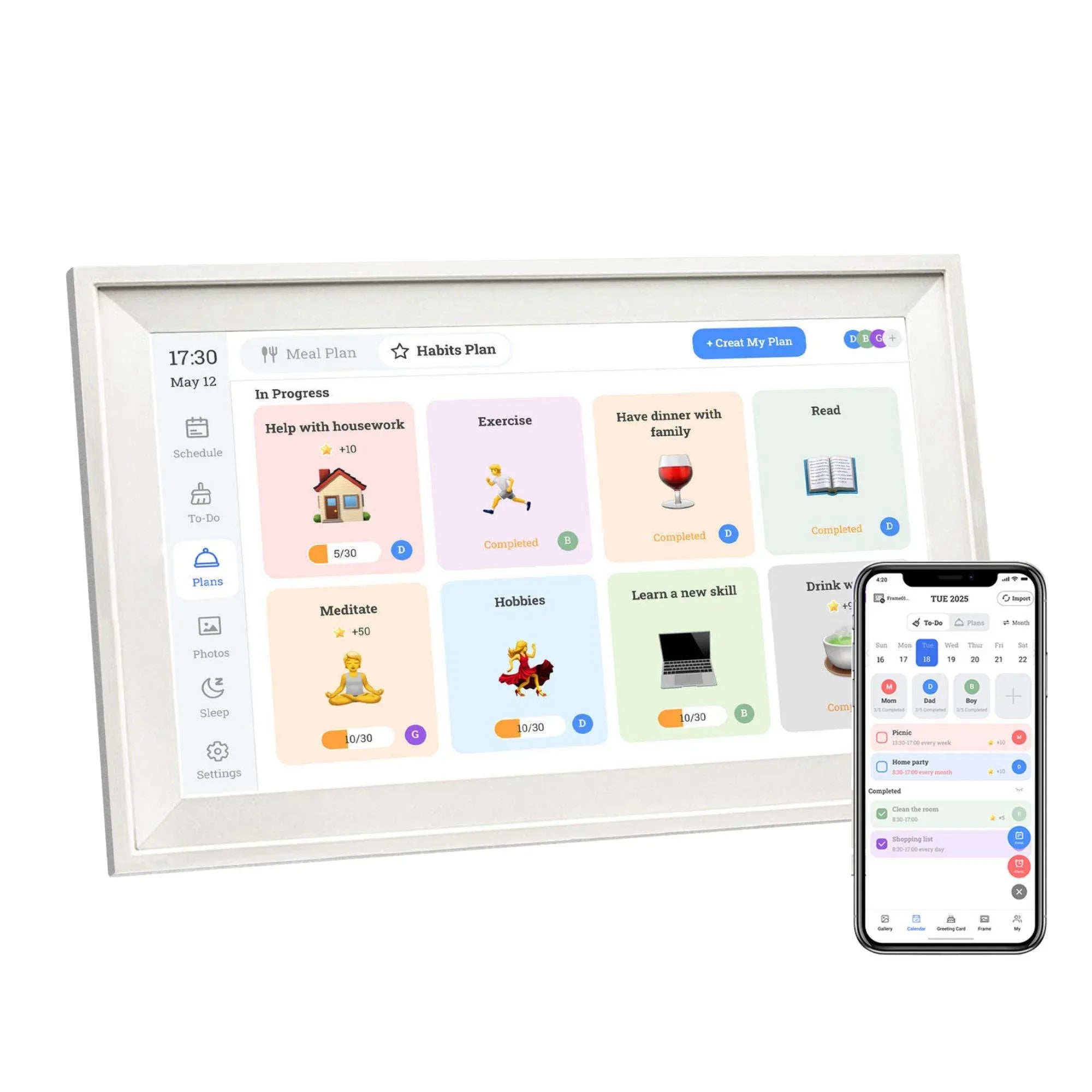 10" Digital Calendar Smart Family Planner - 25.5cm Touchscreen White
