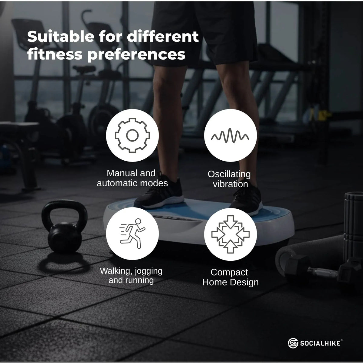 55cm Vibration Plate Machine Full Body Exercise Platform 200W Blue