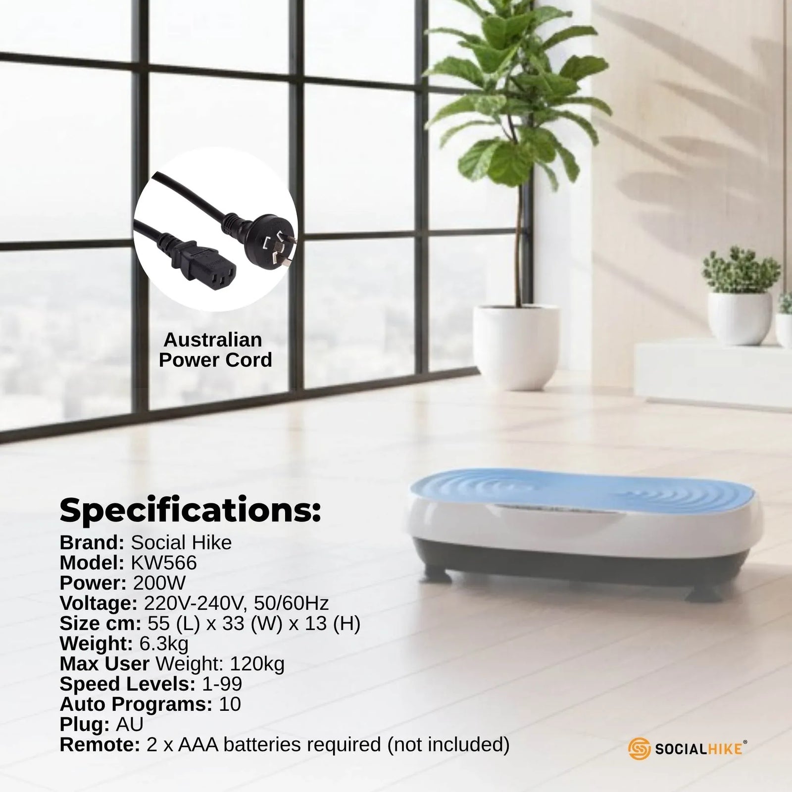 55cm Vibration Plate Machine Full Body Exercise Platform 200W Blue