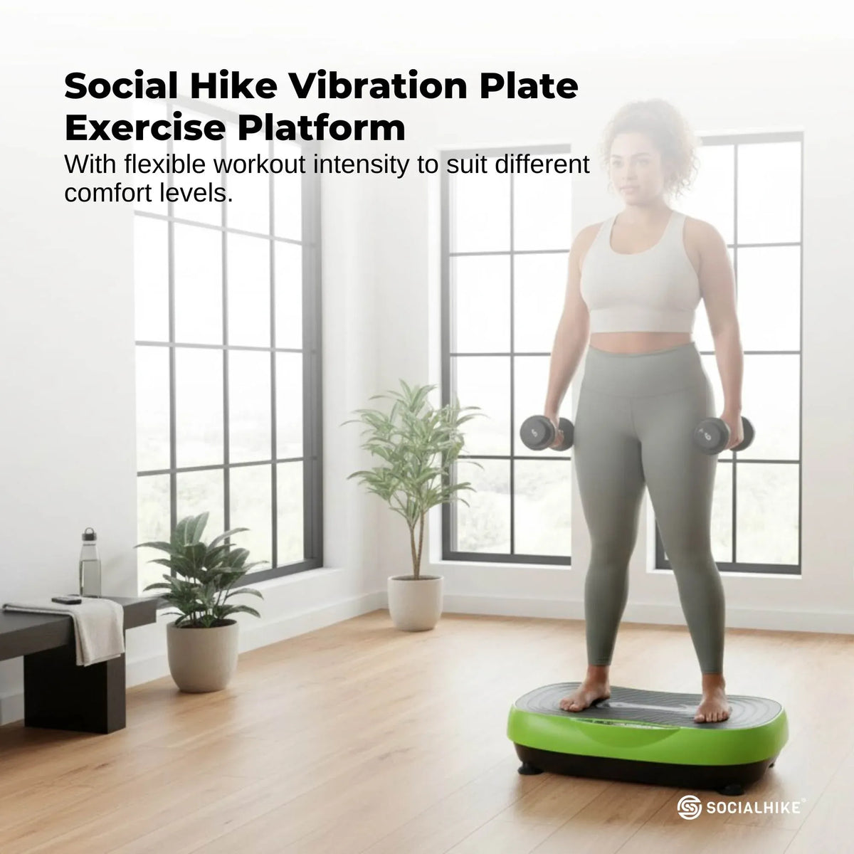 55cm Vibration Plate Machine Full Body Exercise Platform 200W Green