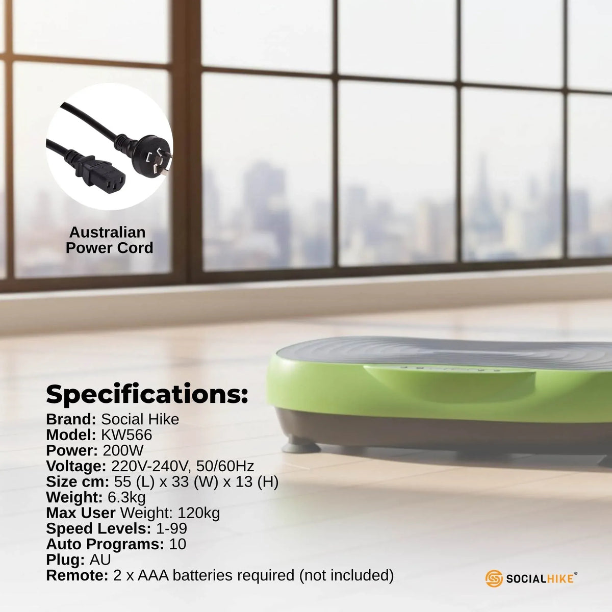 55cm Vibration Plate Machine Full Body Exercise Platform 200W Green