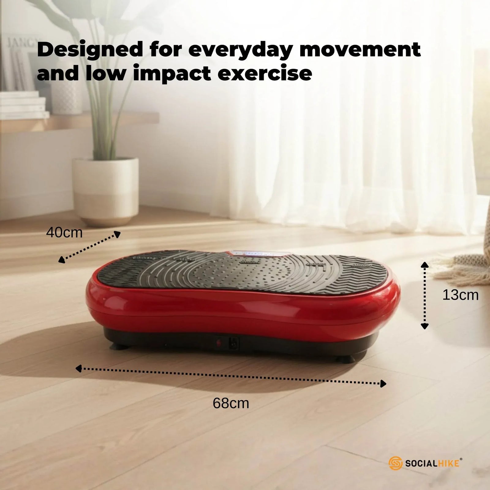 Social Hike 68cm Vibration Plate Machine Full Body Workout Platform Red