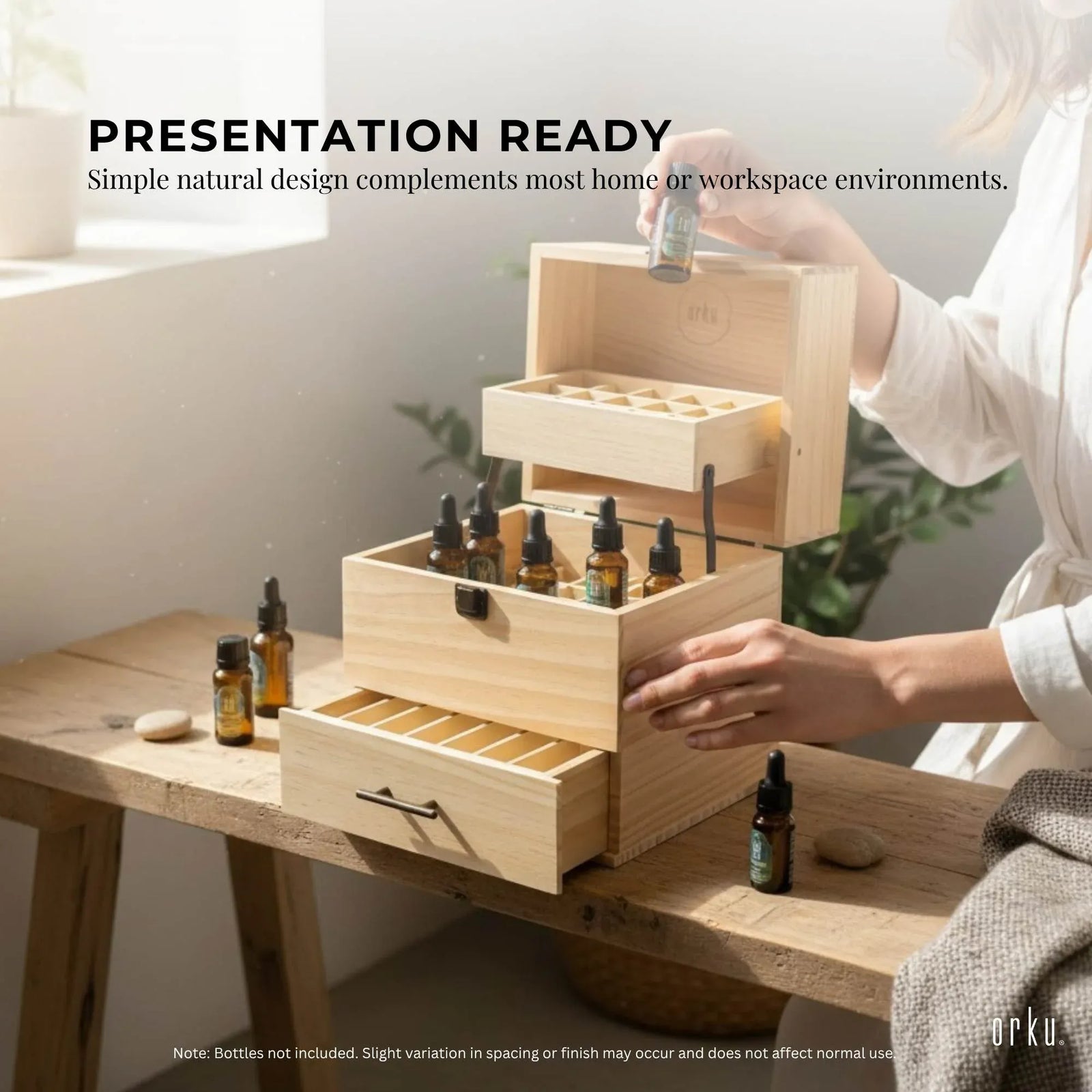 59 Essential Oil Bottle Storage Box - Wooden 3 Tier Aromatherapy Organiser
