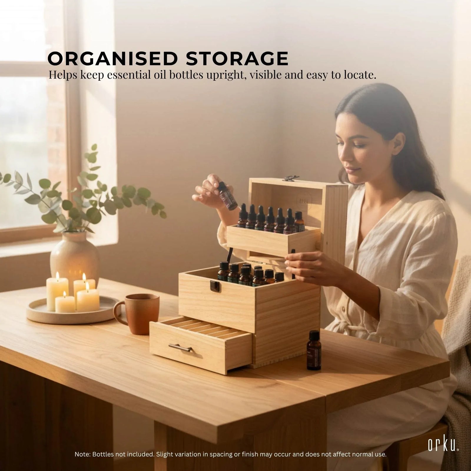 59 Essential Oil Bottle Storage Box - Wooden 3 Tier Aromatherapy Organiser