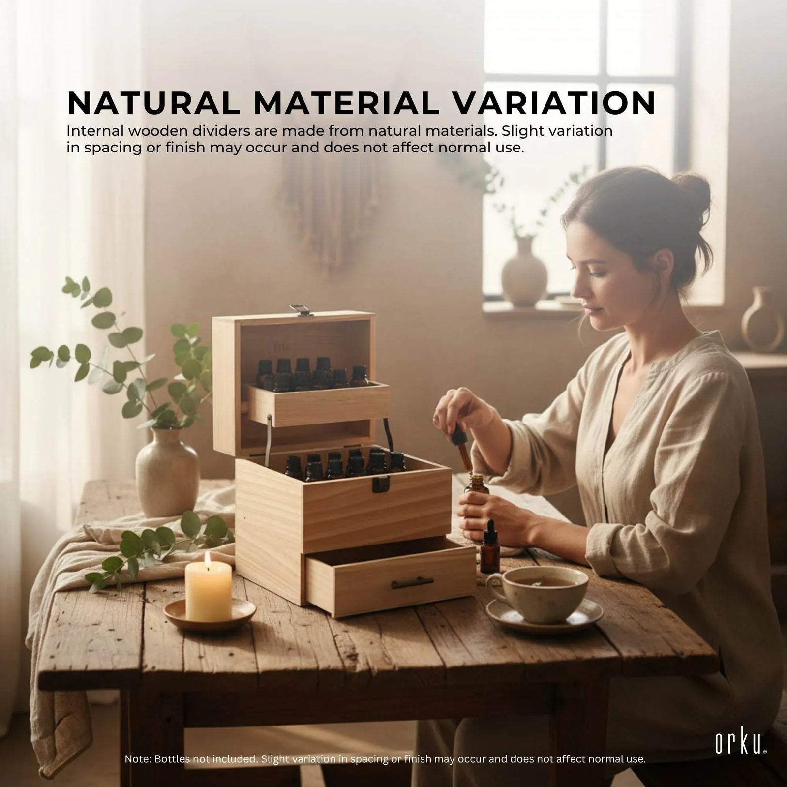 59 Essential Oil Bottle Storage Box - Wooden 3 Tier Aromatherapy Organiser