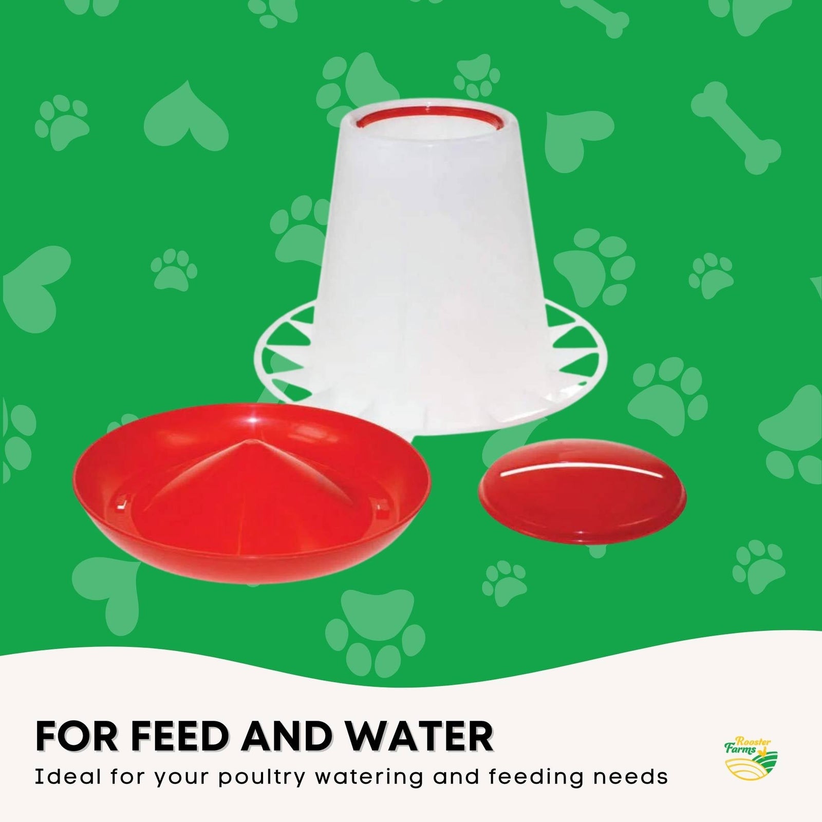 Rooster Farms 1.5Kg Automatic Chicken Feeder - Poultry Hen Feeding Seed Bucket