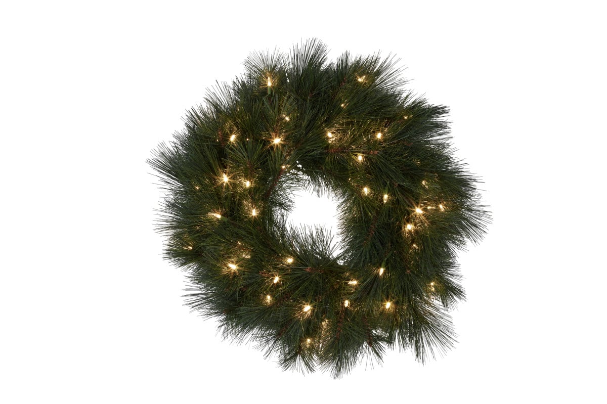 Christabelle 61cm Christmas Wreath Long Needle with LED Lights Front Door Decoration Ornament