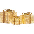 Christabelle Set of 3 Battery Operated Golden Christmas Gift Boxes w/Warm White LED Lights Indoor Decorative Holiday