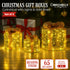 Christabelle Set of 3 Christmas Gift Box Display Gold with LED Lights and Bows Decoration Ornament Present
