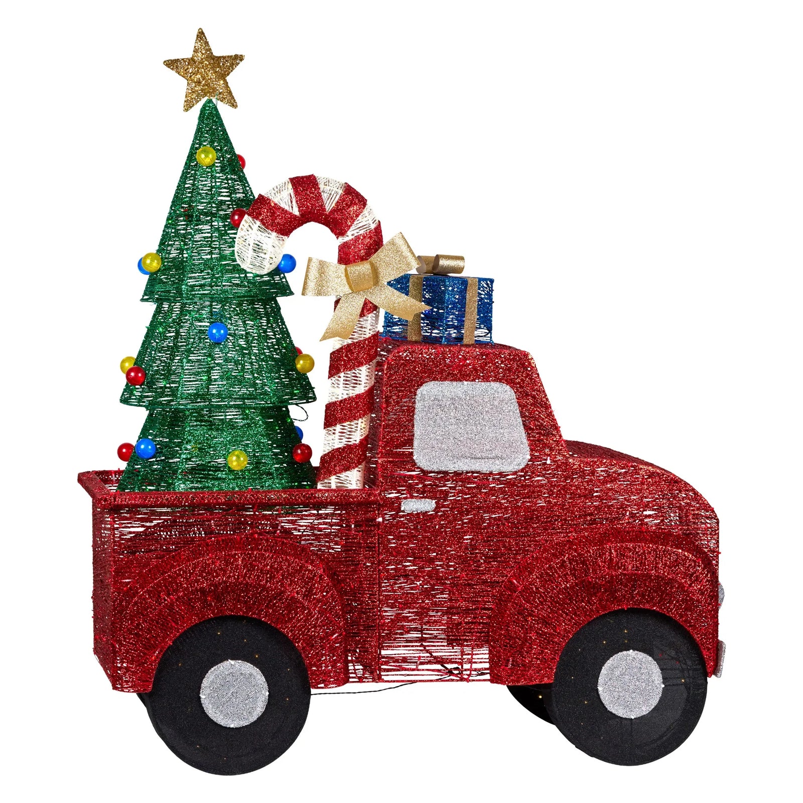 1.4m Christmas Tree Truck Indoor Outdoor Display Decoration LED Lights Front Yard Lawn Statue Ornament