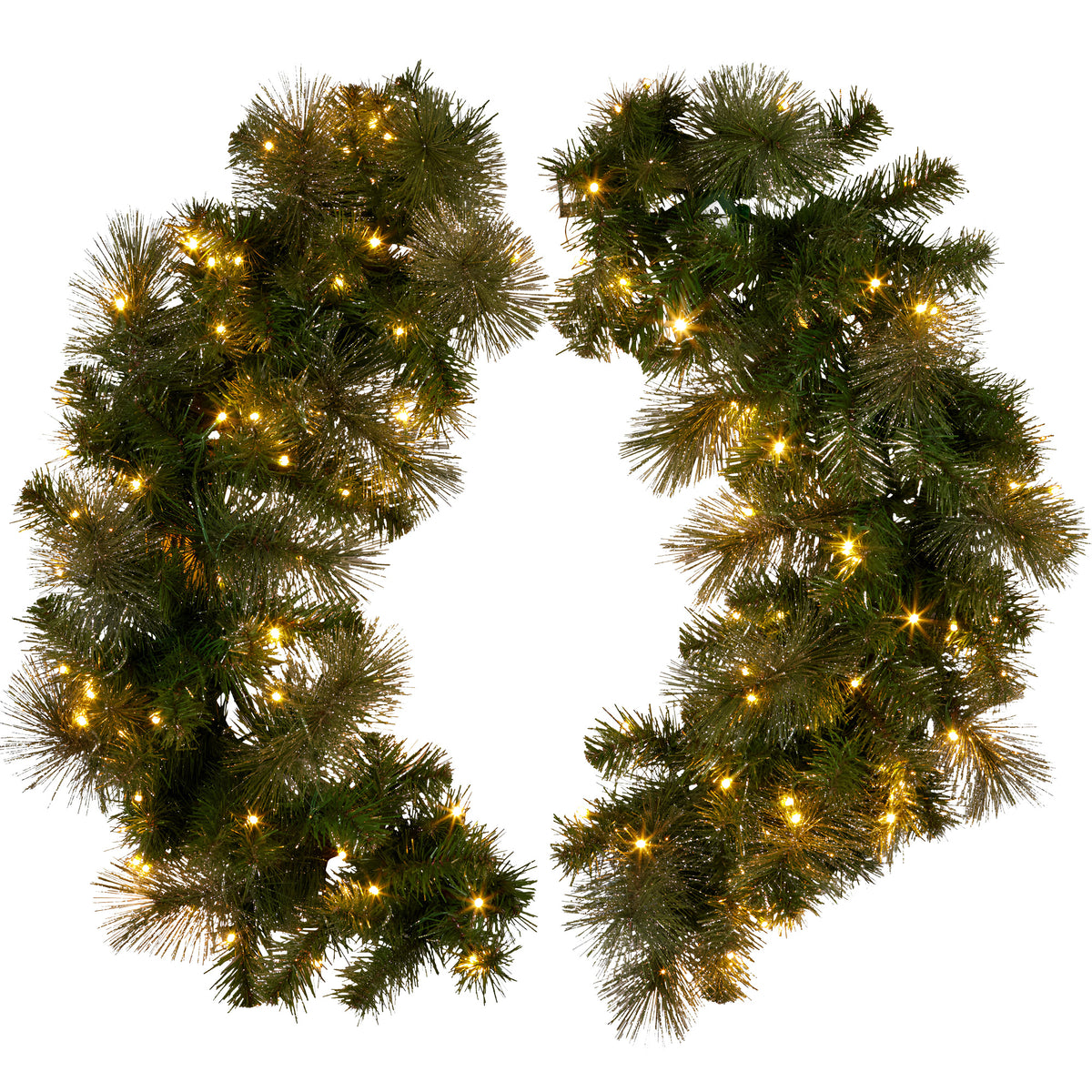 Christabelle 1.22m Split 2pc Christmas Wreath with LED Lights Pine Dual Front Doors Decoration Ornament