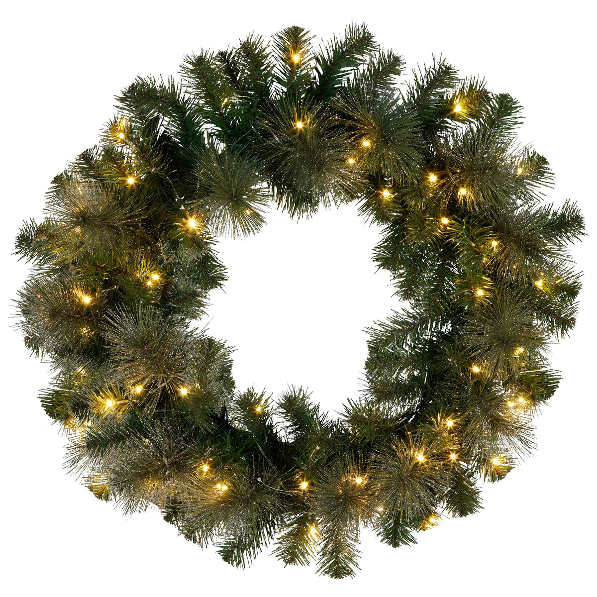 Christabelle 61cm Christmas Wreath with LED Lights Glittery Gold Pine re-Lit Front Door Decoration Ornament