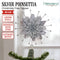 Christabelle Christmas Tree Topper Poinsettia Decoration Ornament Shimmering Silver Sparkle Petals