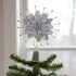 Christabelle Christmas Tree Topper Poinsettia Decoration Ornament Shimmering Silver Sparkle Petals