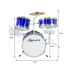 Childrens 4pc Drum Kit Blue Metallic Finish Real Kids Drums with Cymbal