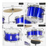 Childrens 4pc Drum Kit Blue Metallic Finish Real Kids Drums with Cymbal