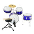 Childrens 4pc Drum Kit Blue Metallic Finish Real Kids Drums with Cymbal