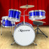 Childrens 4pc Drum Kit Blue Metallic Finish Real Kids Drums with Cymbal