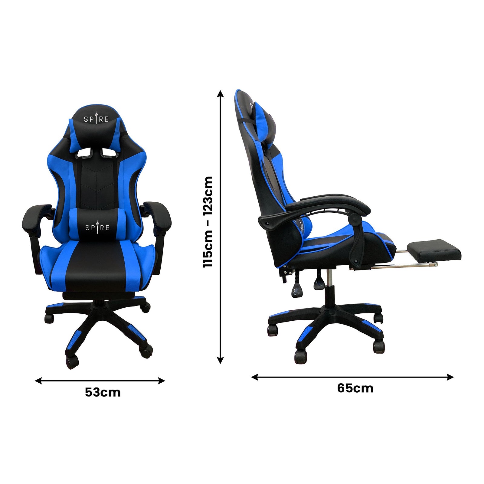 Spire Zinc Blue And Black Adjustable Gaming/office Chair